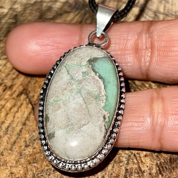 Teal Green Variscite- Utahlite Pendant 1 7/8” - Picture 13 of 16